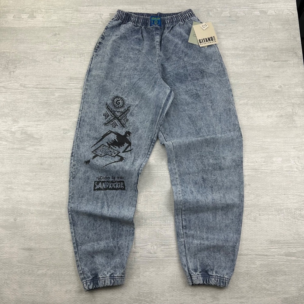 Vintage 90s Gitano 8000 Year Old Sandkicker Pants Size XL Blue Joggers BRAND NEW